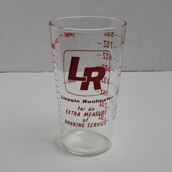 Vintage Advertising Measuring Glass Lincoln Rochester Bank Collectible Promo - Picture 1 of 13